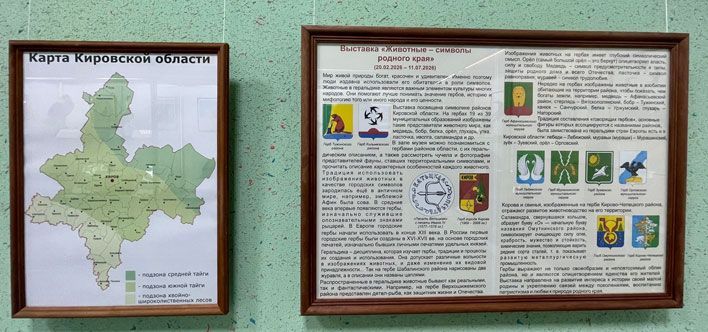 В зоомузее представили чучела животных, которые нарисованы на гербах районов области