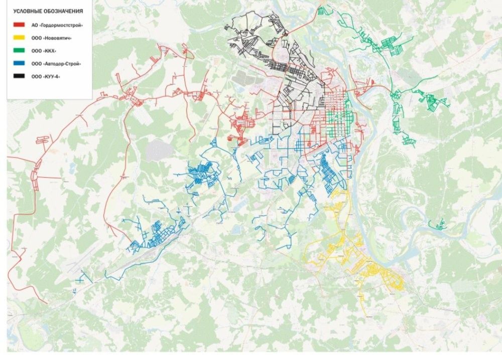 Создана карта улиц с их подрядными организациями.
