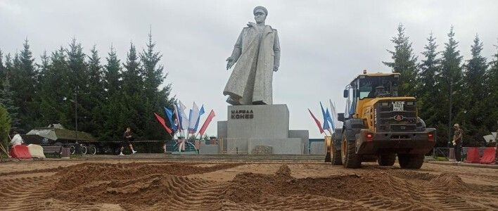 На площади маршала Конева начались работы по созданию мемориального комплекса «Вечный Огонь»